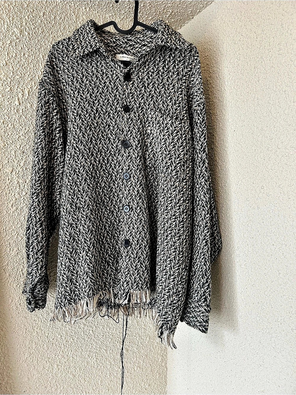 Green/Grey Fringe Cardigan Sweater